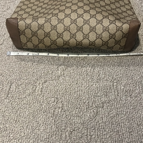 Authentic Gucci Supreme Monogram Zipper Vintage Tote Web Canvas & Leather 13X14 - Picture 13 of 15